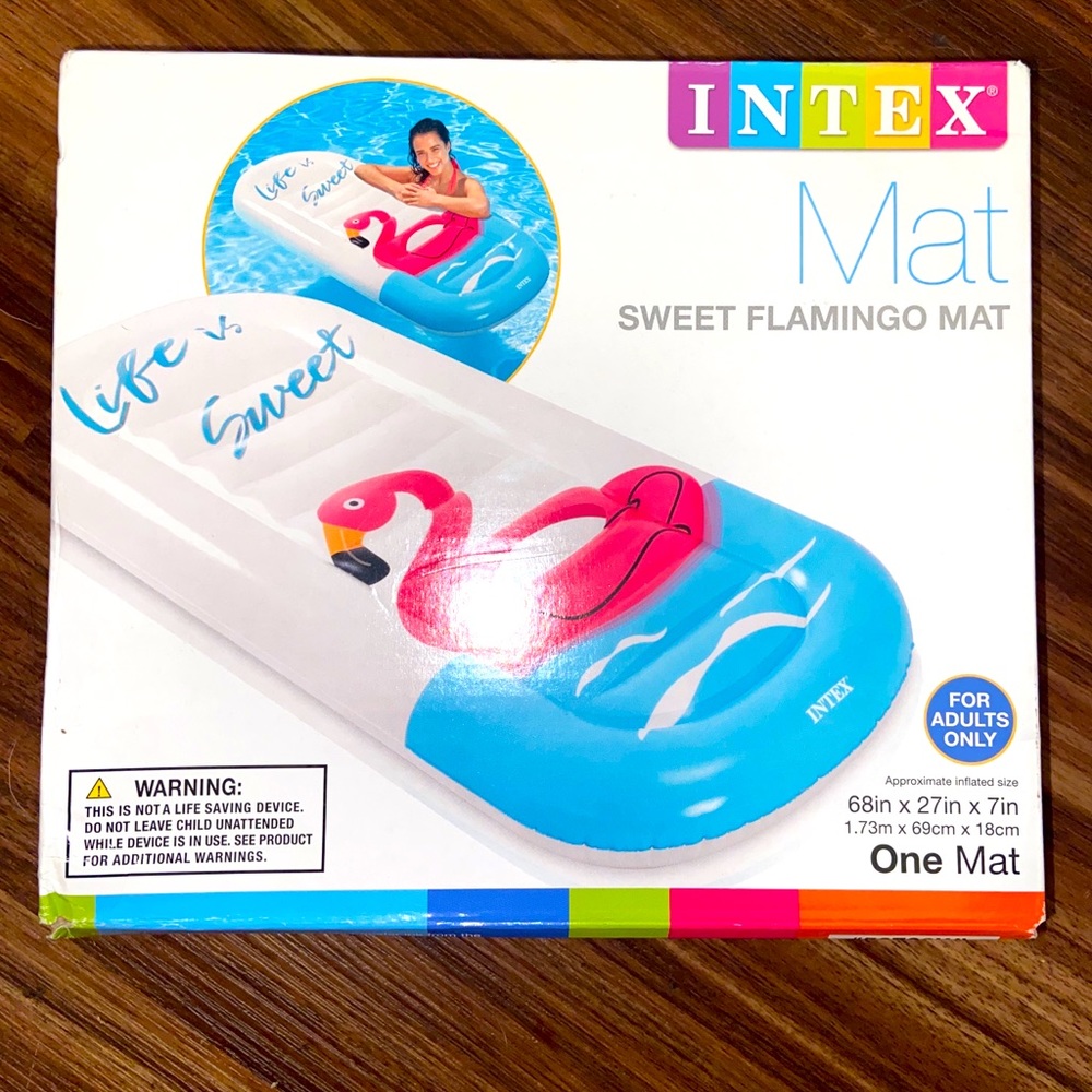 Intex Flamingo Oval Float Sweet Flamingo Inflatable Mat 68” X27” X7” Pool Beach